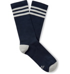 Saturdays NYC - Striped Ribbed Stretch Cotton-Blend Socks - Blue