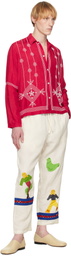 HARAGO Off-White Applique Trousers
