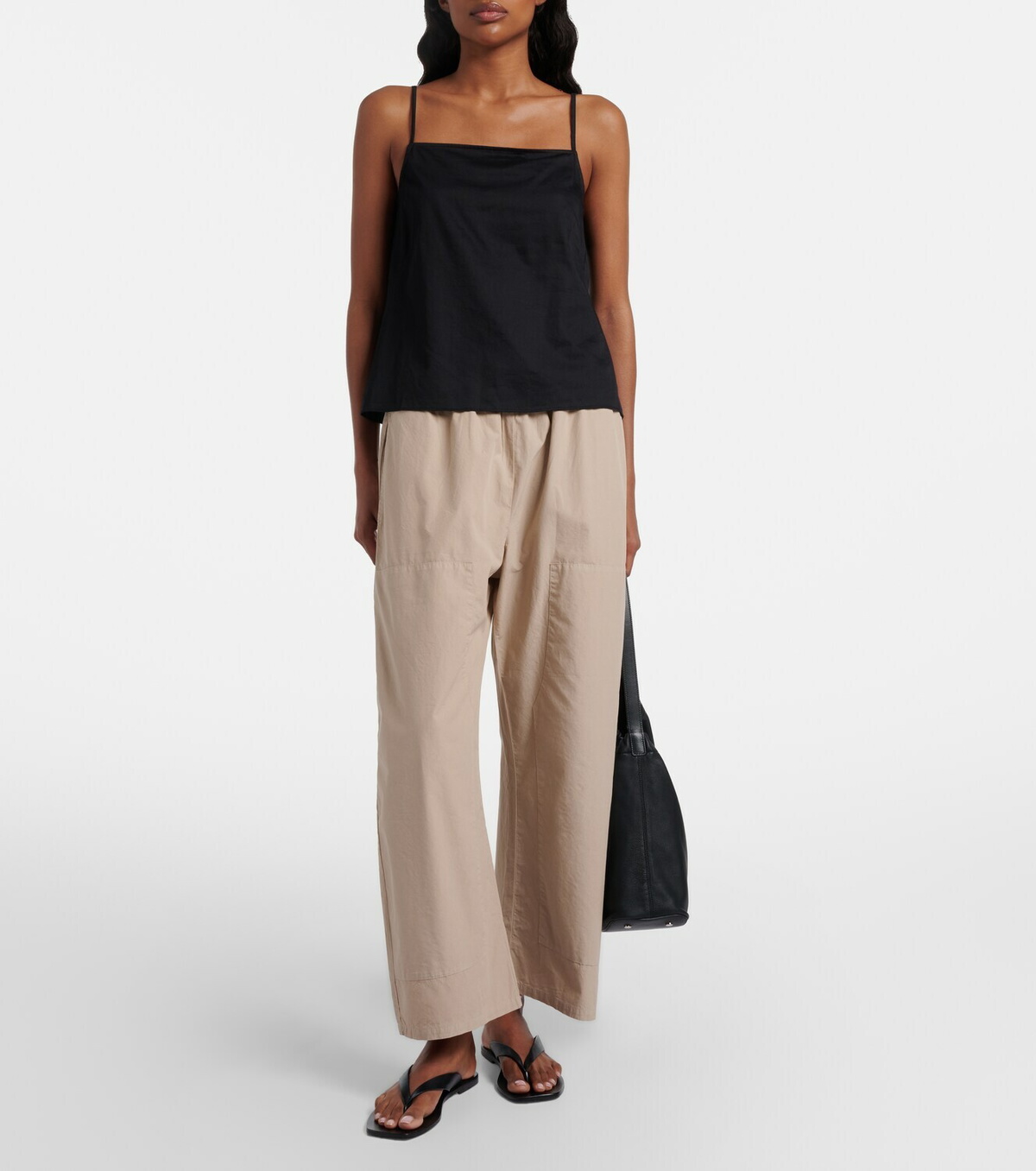 Leset Kyoto cotton cropped wide-leg pants