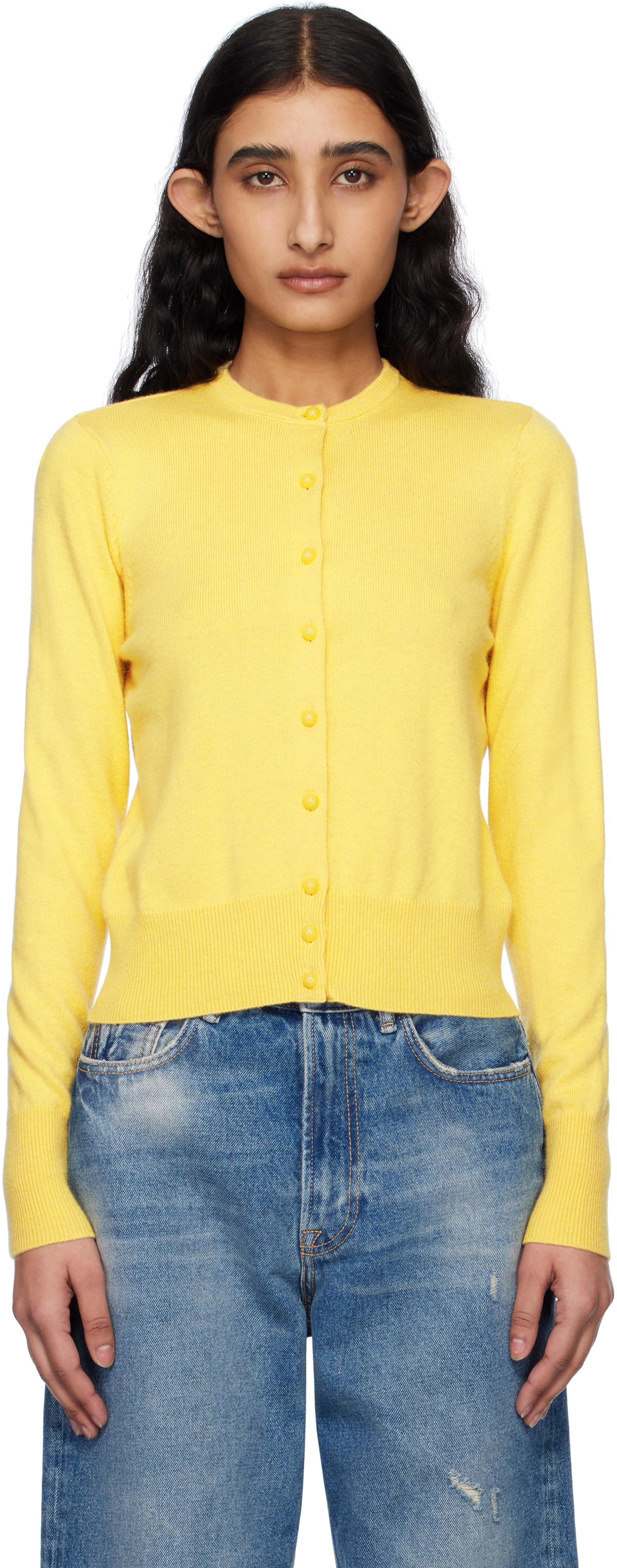GUIZIO Yellow Emelie Cropped Cardigan