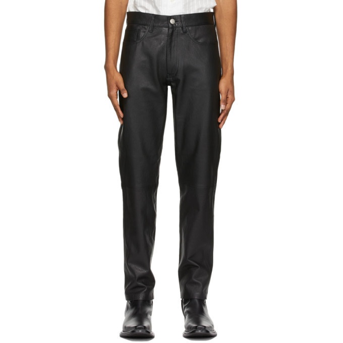 Photo: Sunflower Black Leather Straight Trousers