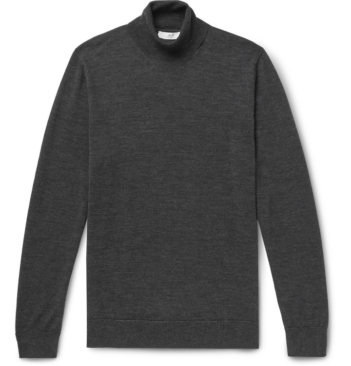 Photo: Mr P. - Slim-Fit Merino Wool Rollneck Sweater - Gray