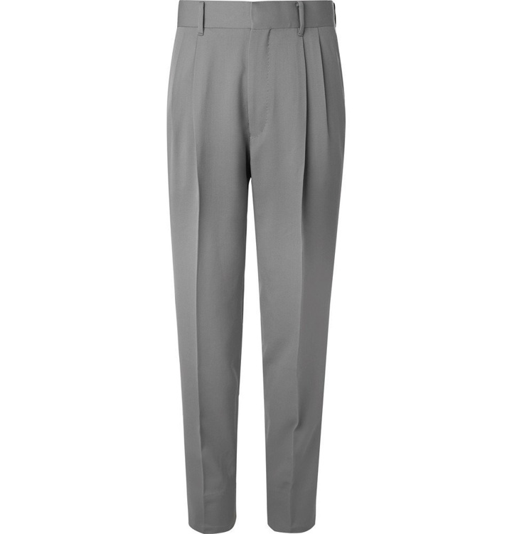 Photo: The Row - Grey Eric Pleated Virgin Wool Trousers - Gray