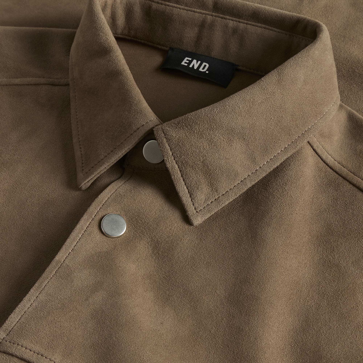 END. Task Suede Leather Shirt in Khaki