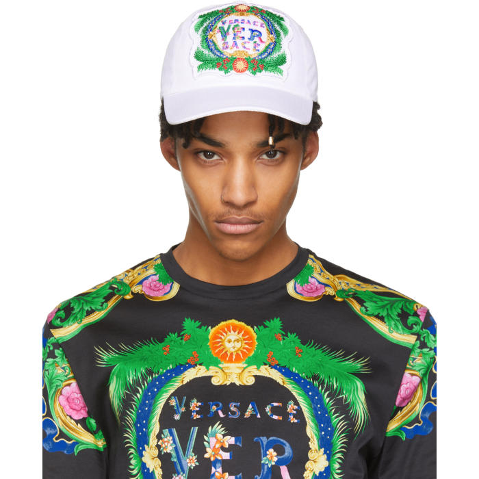 Versace White Embroidered New Signature Cap Versace