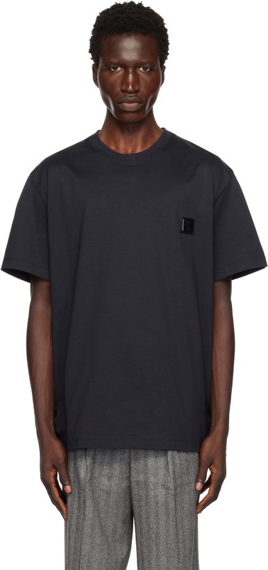 Photo: WOOYOUNGMI Navy Square Label T-shirt