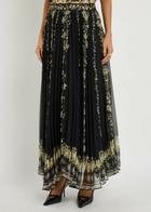 Alice + Olivia Katz Floral-print Chiffon Maxi Skirt Black