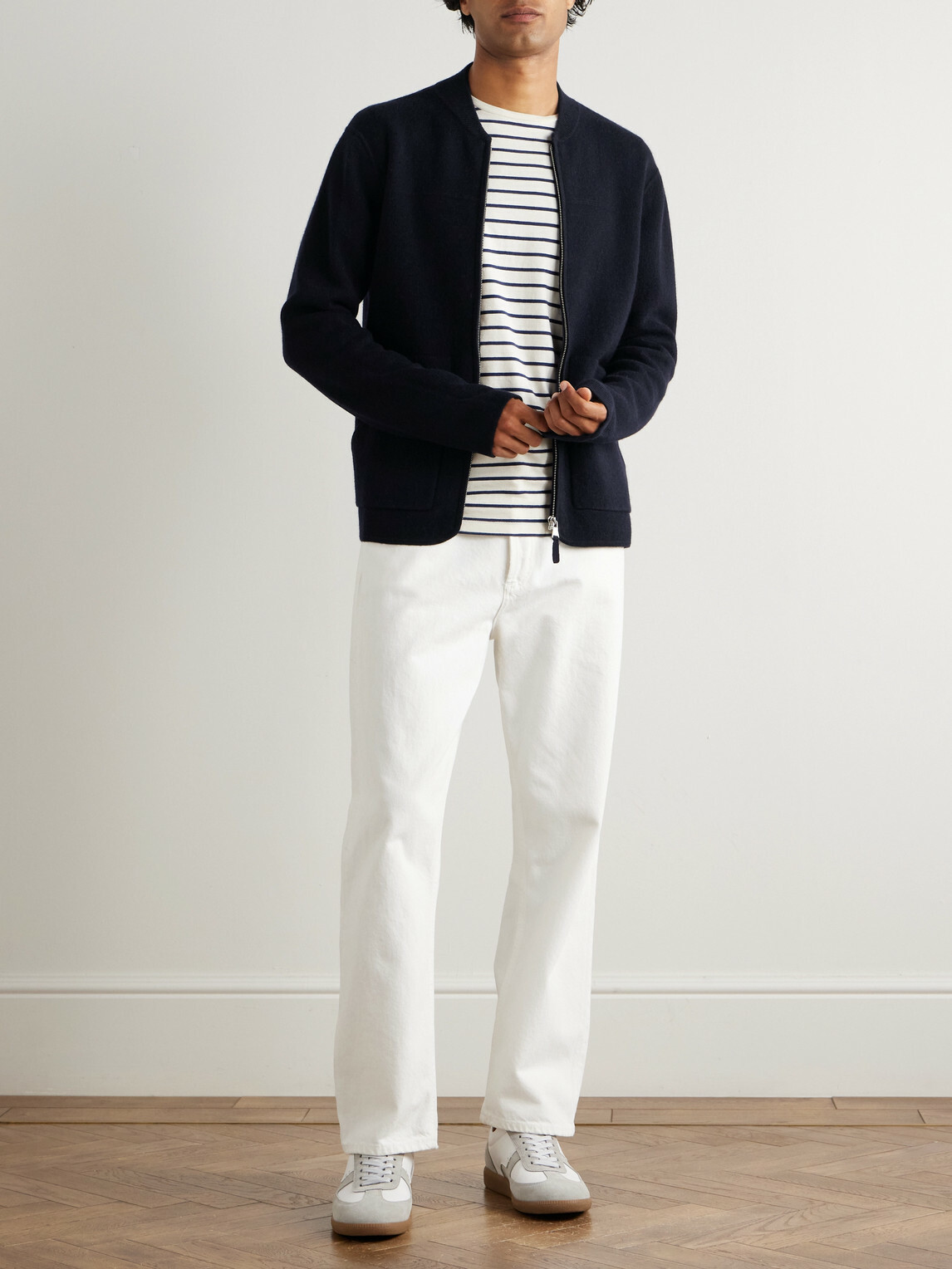 Allude - Virgin Wool and Cashmere-Blend Bomber Jacket - Blue