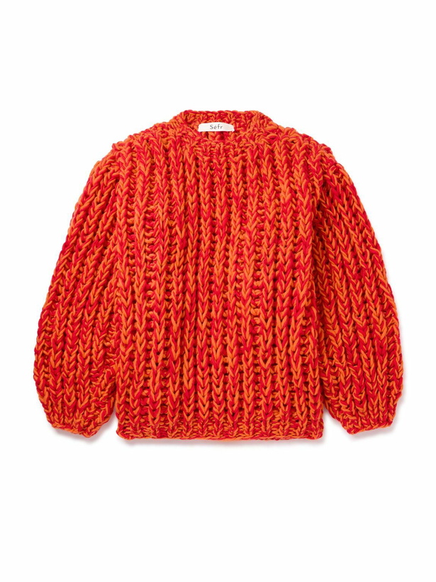 Photo: Séfr - Sol Oversized Cable-Knit Wool Sweater - Orange