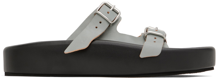 Photo: MM6 Maison Margiela Black & Gray Leather Sandals