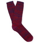 Loewe - Eye/LOEWE/Nature Logo-Embroidered Mélange Stretch-Knit Socks - Red