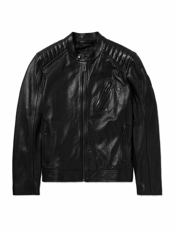 Photo: Belstaff - V-Racer Slim-Fit Logo-Appliquéd Leather Jacket - Black