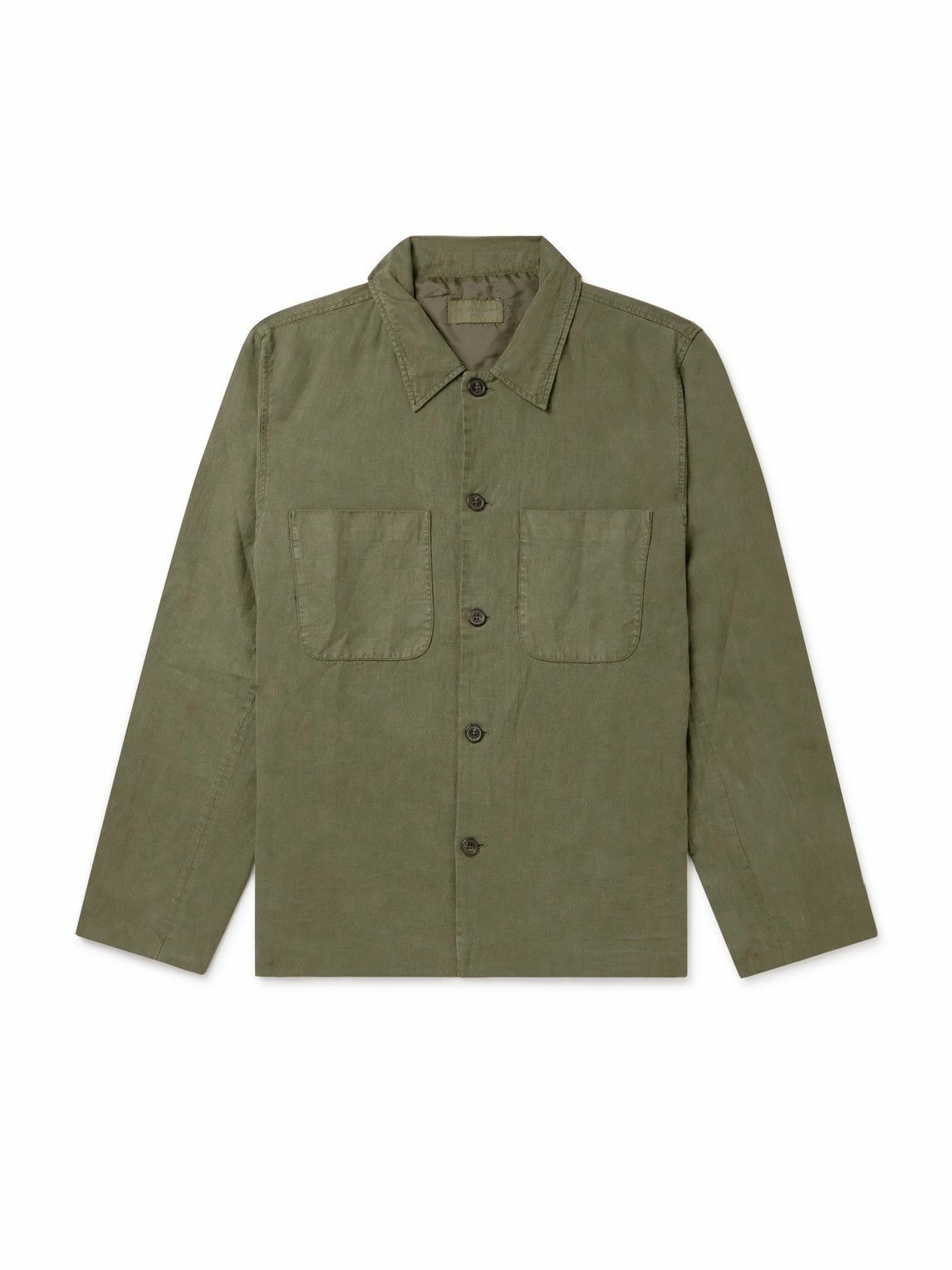 Photo: Officine Générale - Harrison Garment-Dyed Lyocell, Linen and Cotton-Blend Overshirt - Green