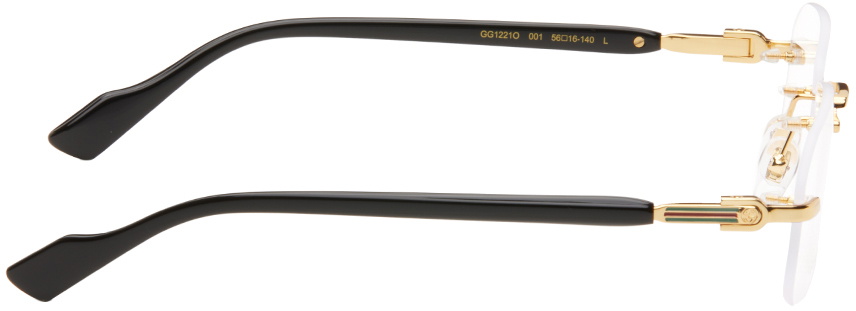 Gucci Gold & Black Rectangular Glasses