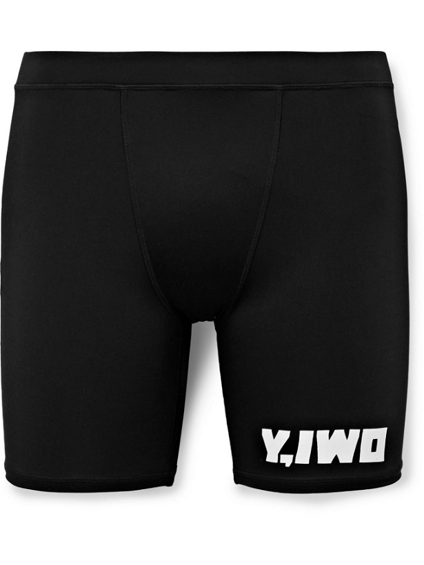 Photo: Y,IWO - Logo-Print Stretch-Jersey Shorts - Black
