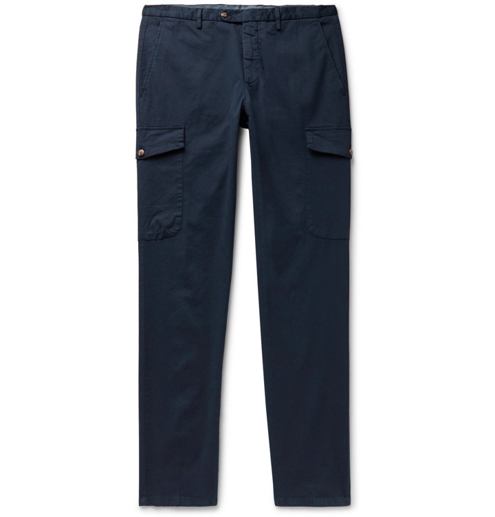 Photo: THOM SWEENEY - Cavalry Slim-Fit Tapered Stretch-Cotton Twill Cargo Trousers - Blue
