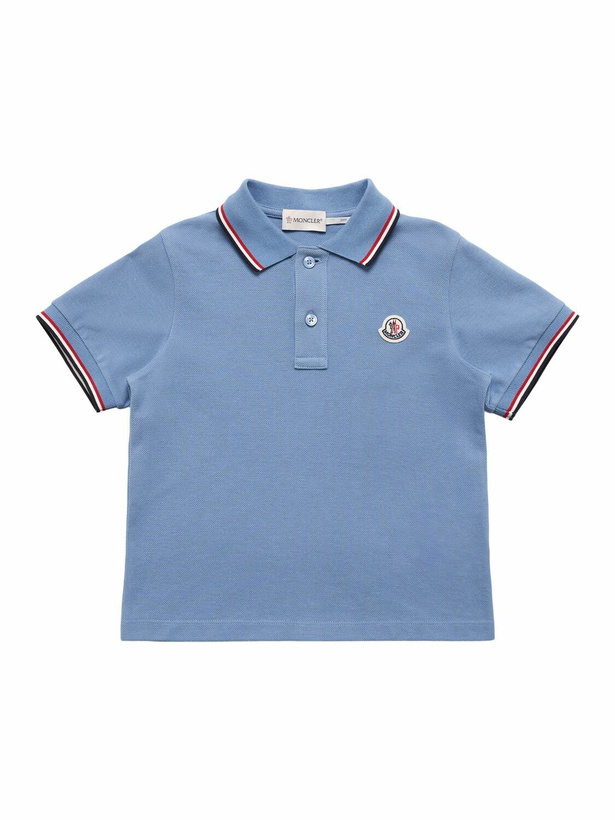 Photo: MONCLER Tricolour Trimmed Cotton Piquet Polo