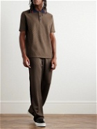 Balmain - Monogrammed Stretch-Cotton Polo Shirt - Brown
