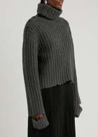 Helmut Lang Ribbed Wool-blend Jumper Charcoal
