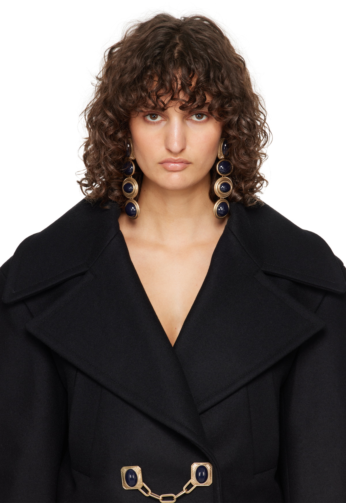 AREA Gold Gemstone Chandelier Earrings