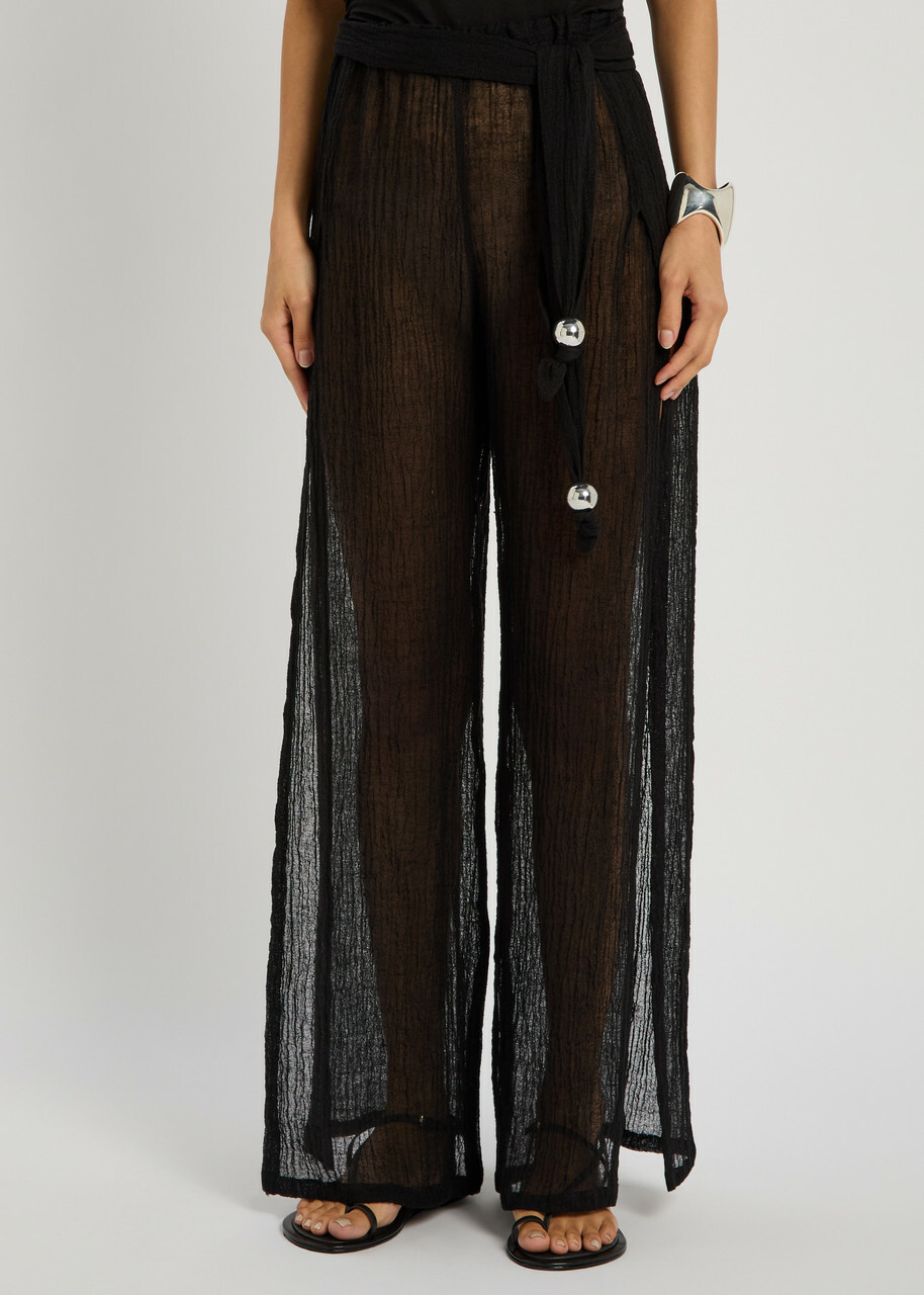 Lisa Marie Fernandez Open Side Linen-blend Beach Trousers Black
