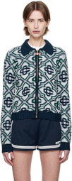 Casablanca Multicolor Monogram Knit Zip Cardigan