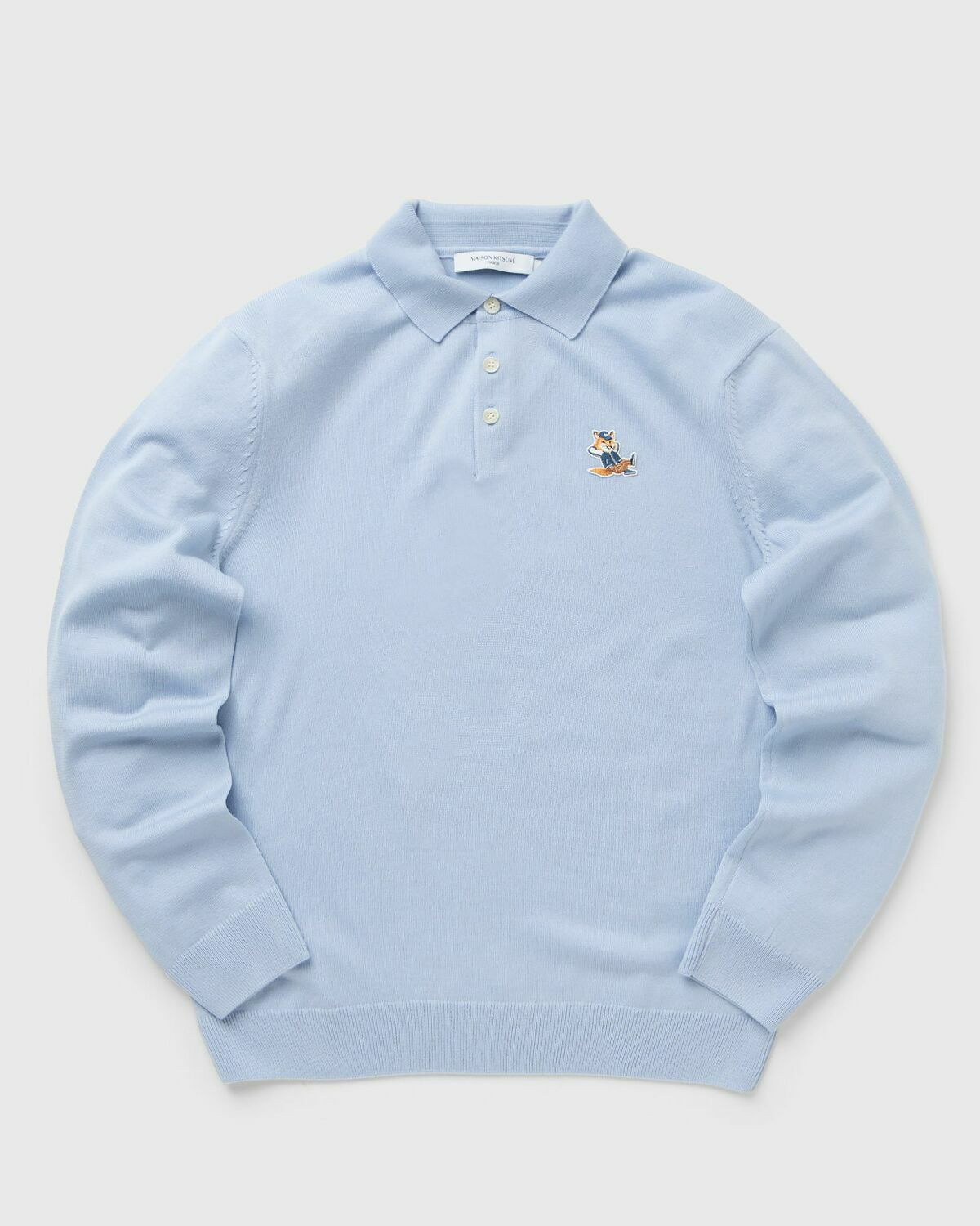 Maison Kitsune Dressed Fox Patch Regular Polo Jumper Blue - Mens ...