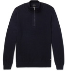 Hugo Boss - Textured-Knit Virgin Wool Half-Zip Sweater - Men - Navy