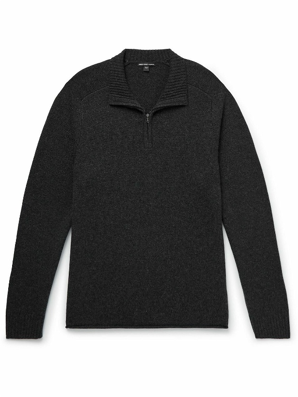 Photo: James Perse - Saddle Recycled-Cashmere Half-Zip Sweater - Blue