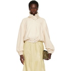 Nour Hammour Off-White Pia Leather Bomber Jacket