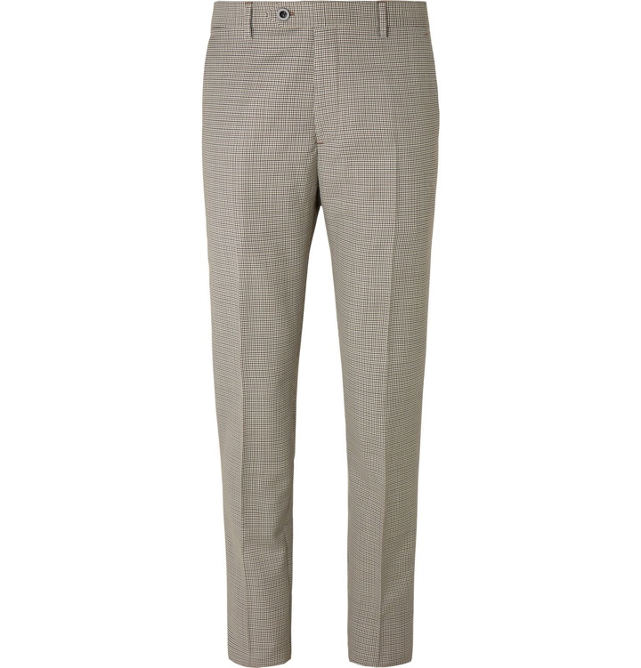 Photo: Mr P. - Slim-Fit Houndstooth Wool Trousers - Gray