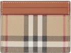Burberry Beige & Tan Check Card Holder
