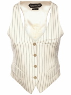 TOM FORD - Wool & Silk Pinstriped Sleeveless Vest
