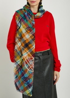 Vivienne Westwood Tartan Logo-monogrammed Wool Scarf - Red - One Size