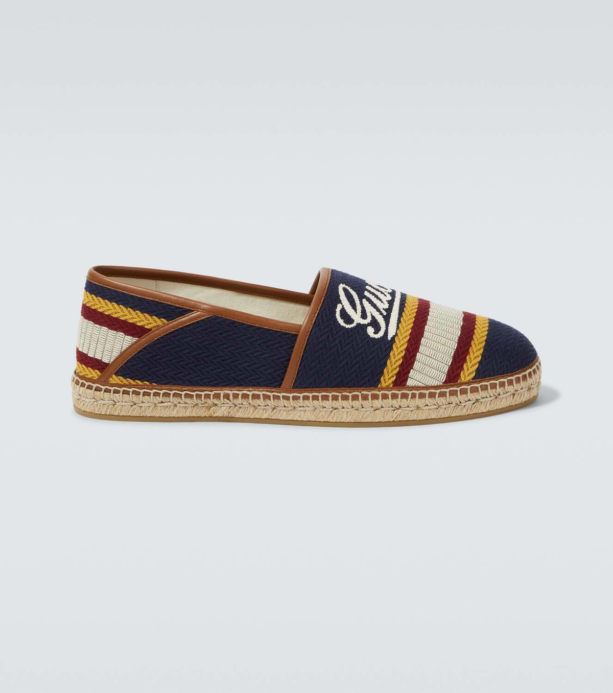 Gucci Logo leather-trimmed espadrilles