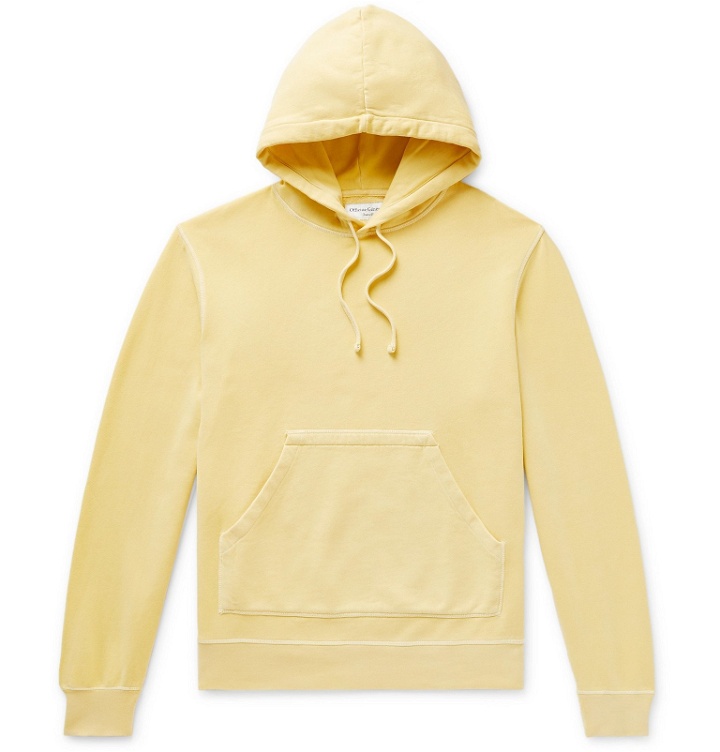 Photo: Officine Generale - Olivier Garment-Dyed Loopback Cotton-Jersey Hoodie - Yellow