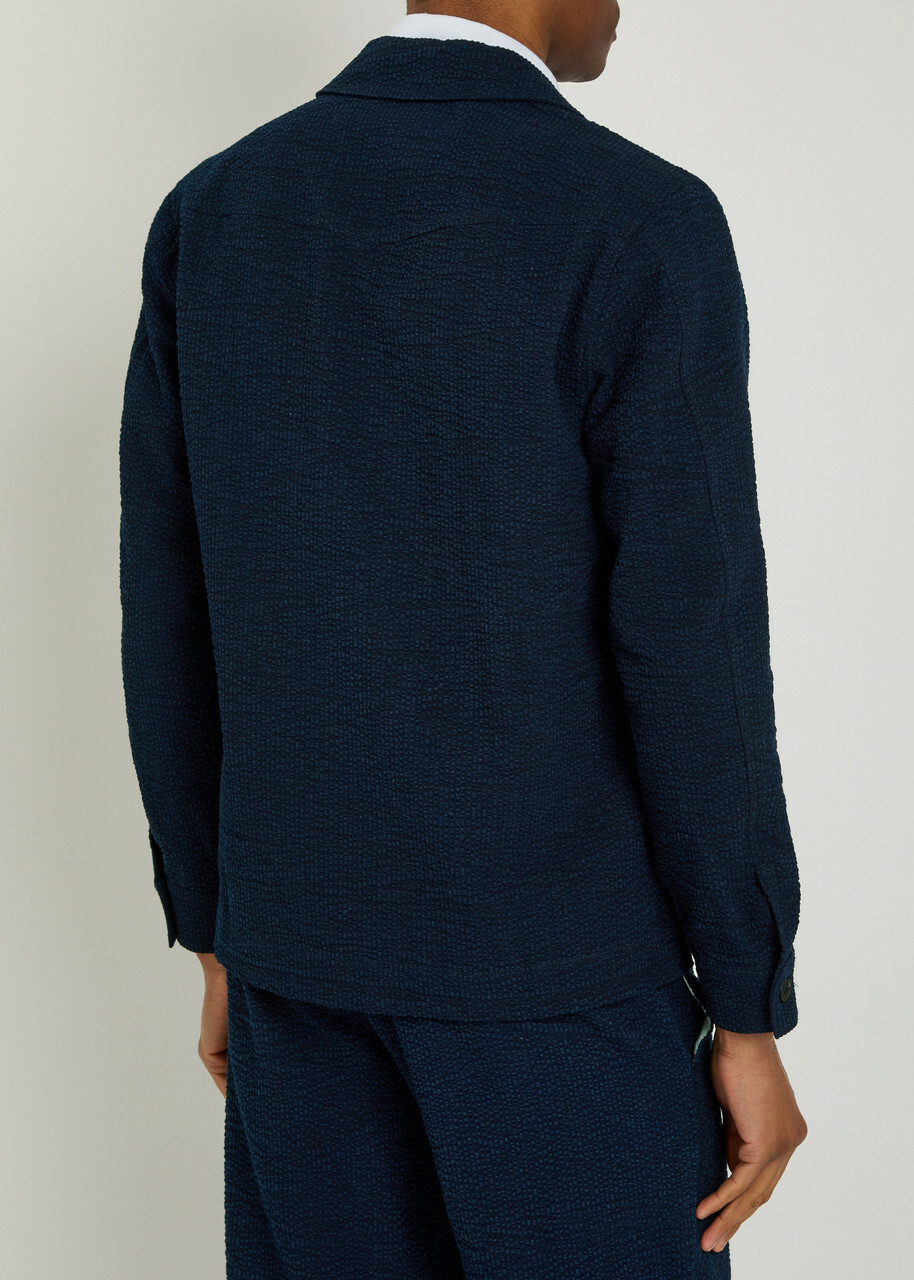Officine Générale Jean-baptiste Seersucker Jacket Navy
