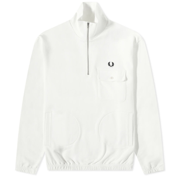 Photo: Fred Perry Men's Half-Zip Funnel Neck Sweat in Snow White