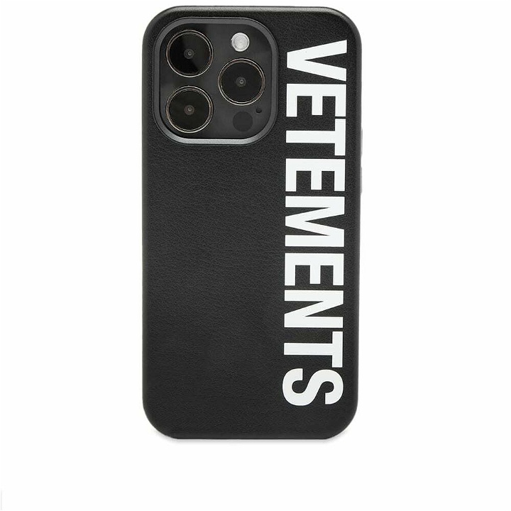 Photo: Vetements Men's Big Logo iPhone 12 Pro Max Case in Black