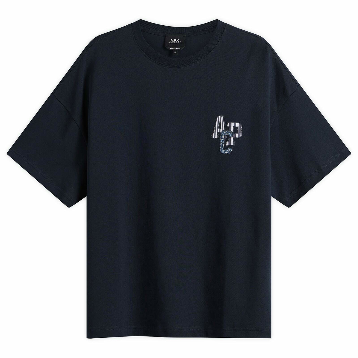 A.P.C. Men's Bruno Applique Logo T-Shirt in Dark Navy