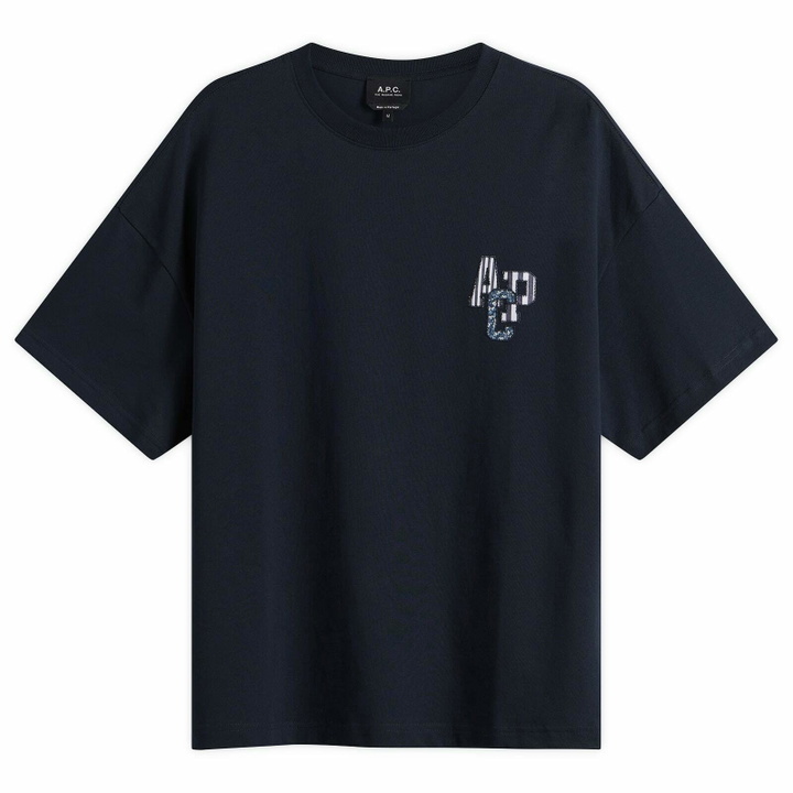Photo: A.P.C. Men's Bruno Applique Logo T-Shirt in Dark Navy