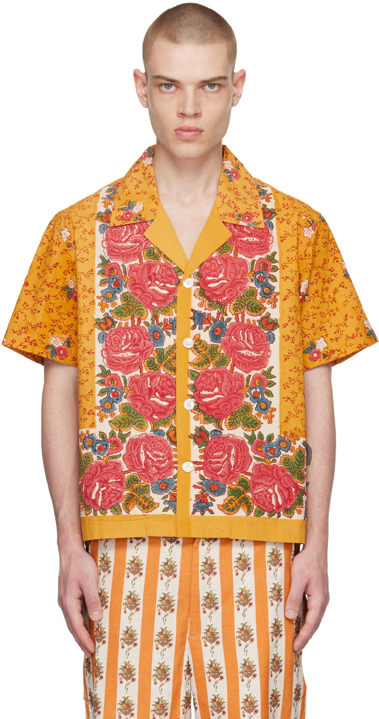 Bode Yellow Blooming Border Shirt Bode