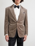 Dunhill - Slim-Fit Printed Cotton-Blend Velvet Tuxedo Jacket - Brown
