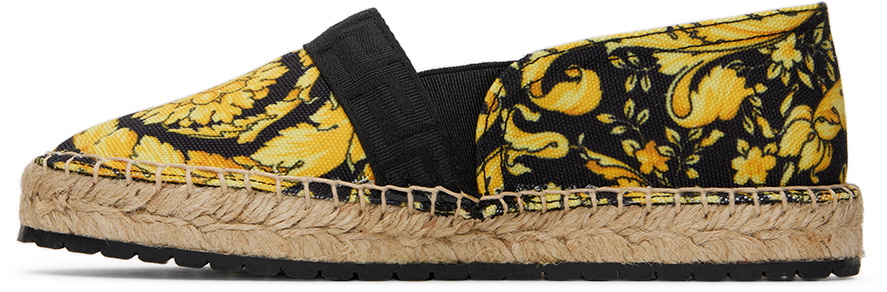 Versace Kids Black Barocco Espadrilles Versace