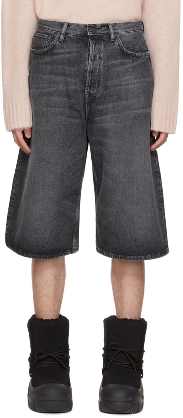 Photo: Acne Studios Black Wide-Leg Shorts