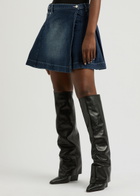 House OF Sunny Pleated Denim Mini Wrap Skirt