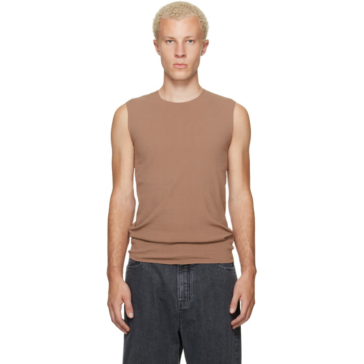 Photo: Jil Sander Tan Ribbed Tank Top