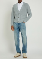 Lardini V-neck Knit Cotton Cardigan Light Blue