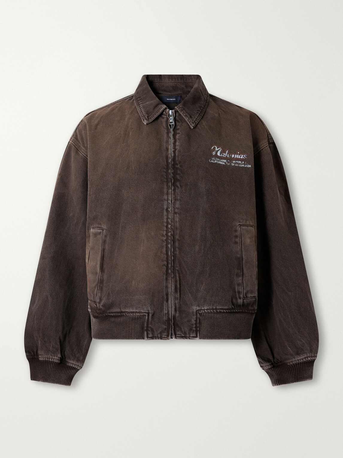 NAHMIAS - Wipeout Distressed Cotton-Twill Jacket - Brown