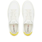 Autry Men's 01 Low Leather Sneakers in White/Yellow